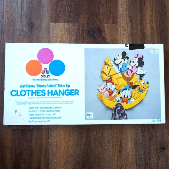 NEW Dolly Walt Disney Babies Tidee-Up Clothes Hanger Mickey Minnie Nursery 1984 - Picture 2 of 3